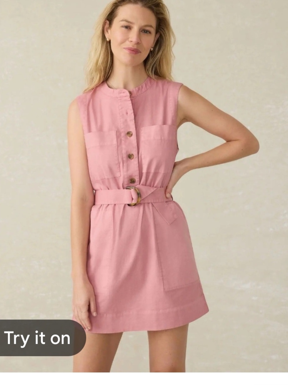 NWT Faherty Avalon Dress size XXL Baroque Rose Sleeveless Belted Pink Dress
